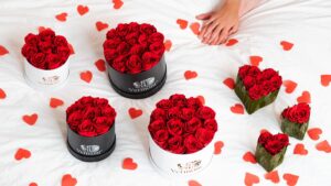 roses stabilisées éternelles rouge, coffret de roses, grossiste fleurs stabilisées séchées