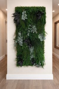 mur vert stabilisé, design biophilique, cadre vert stabilisé, mousse stabilisée
