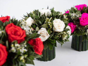 preserved velvet leaves wholesale, white roses, limonium, floral bouquet, centre piece, producer